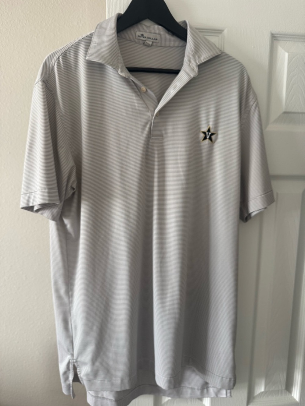 Vanderbilt Peter Millar White Micro Black Stripe Polo